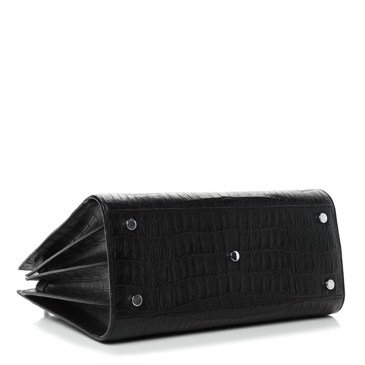 Saint Laurent Calfskin Crocodile Embossed Small Sac de Jour Black 3 of 4