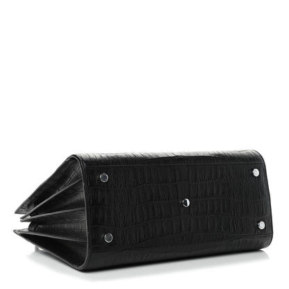 Saint Laurent Calfskin Crocodile Embossed Small Sac de Jour Black 3 of 4