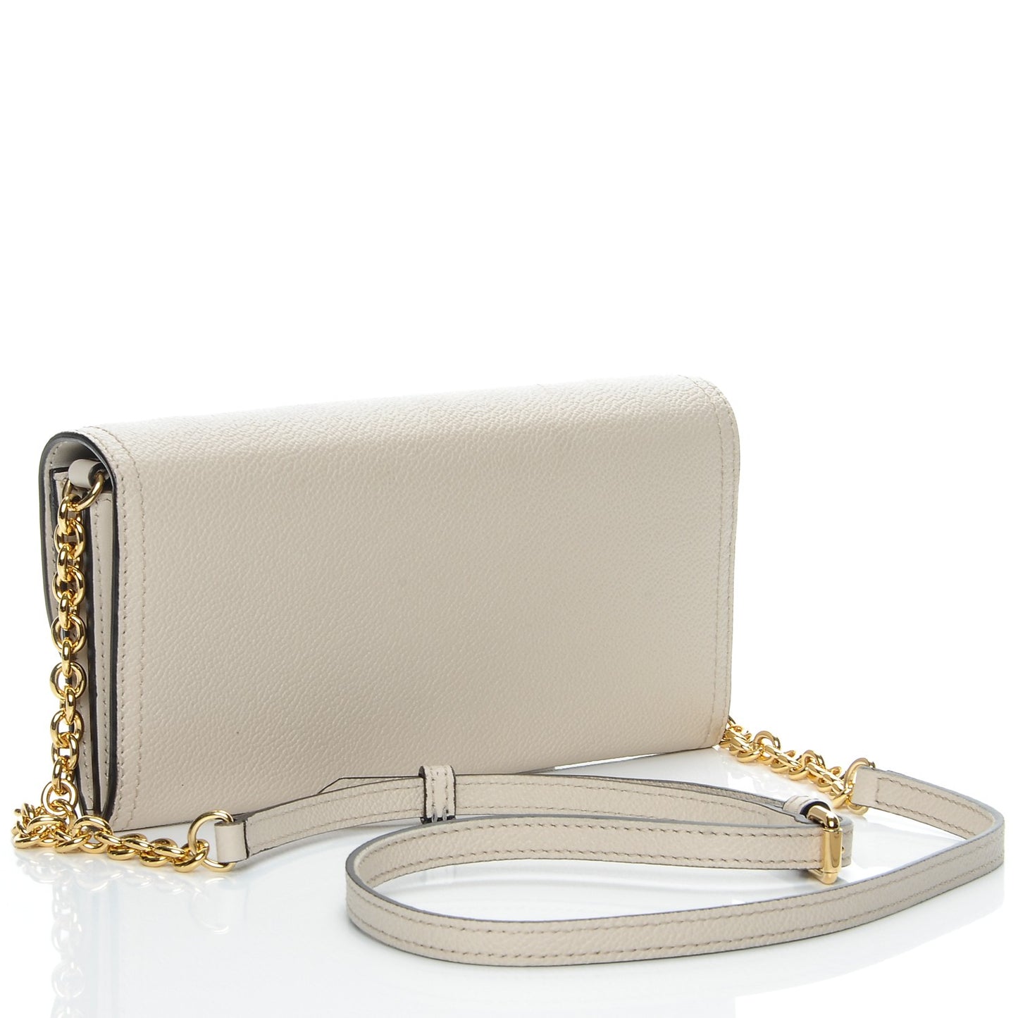 Grainy Calfskin Henley Wallet On Chain Limestone