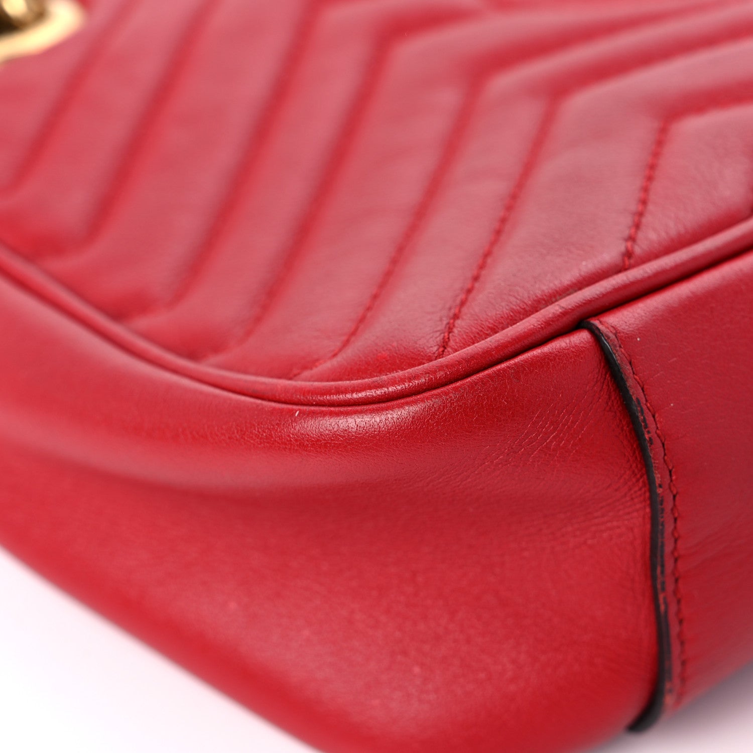 Gucci Calfskin Matelasse Small GG Marmont Shoulder Bag Hibiscus Red 10 of 17