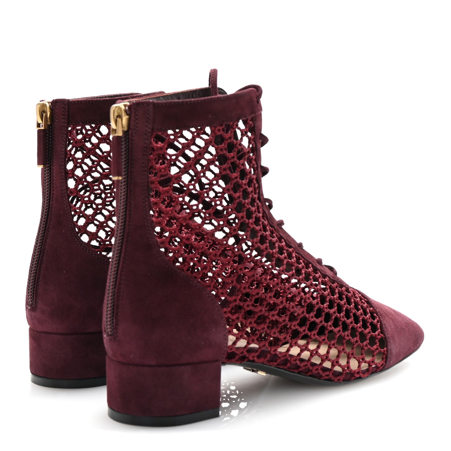 Suede Resille Naughtily-D 30mm Ankle Boots 35 Rouge Noir