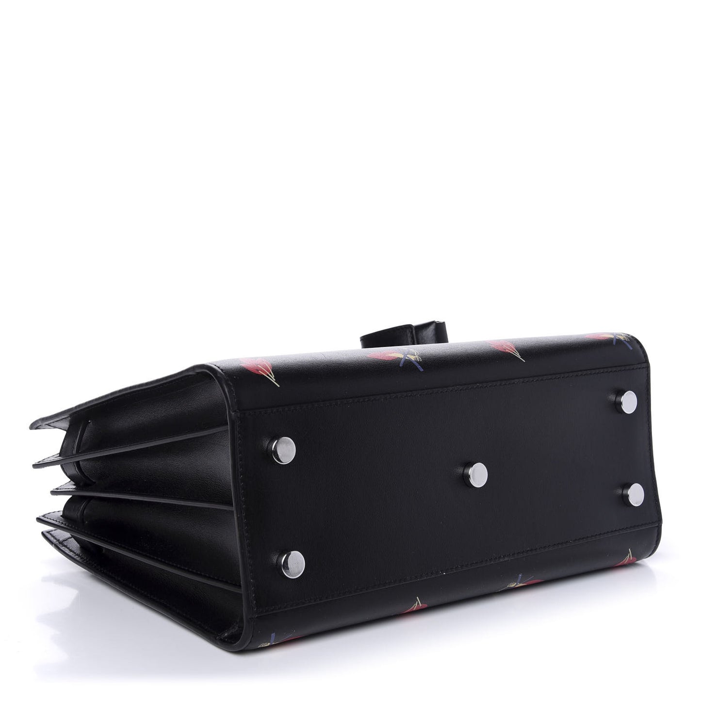 Calfskin Heart Bolts Baby Sac De Jour Black
