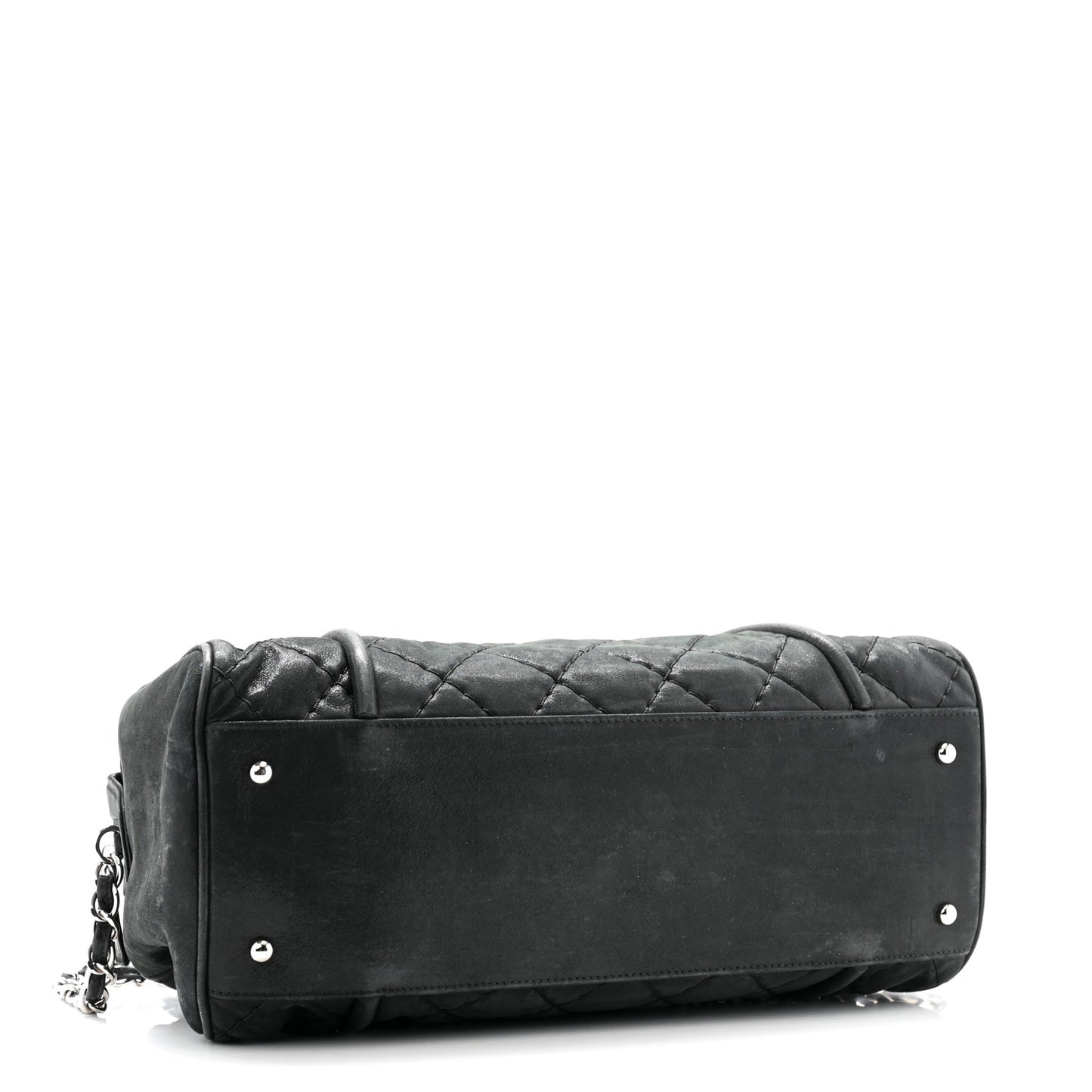 Iridescent Calfskin Quilted Relax CC Bowler Bag Black