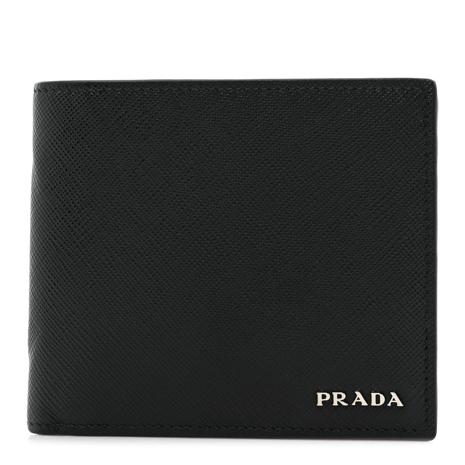 Prada Saffiano Bi-Fold Wallet Black Fuoco 1 of 12