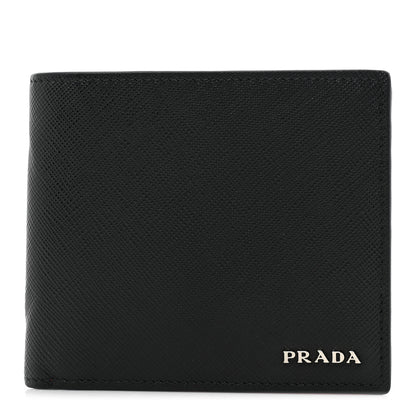 Prada Saffiano Bi-Fold Wallet Black Fuoco 1 of 12