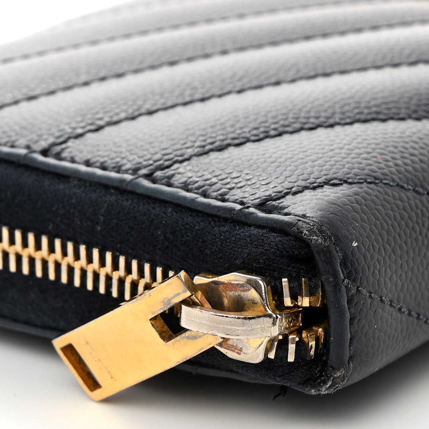 Grain De Poudre Matelasse Chevron Monogram Zip Around Wallet Navy