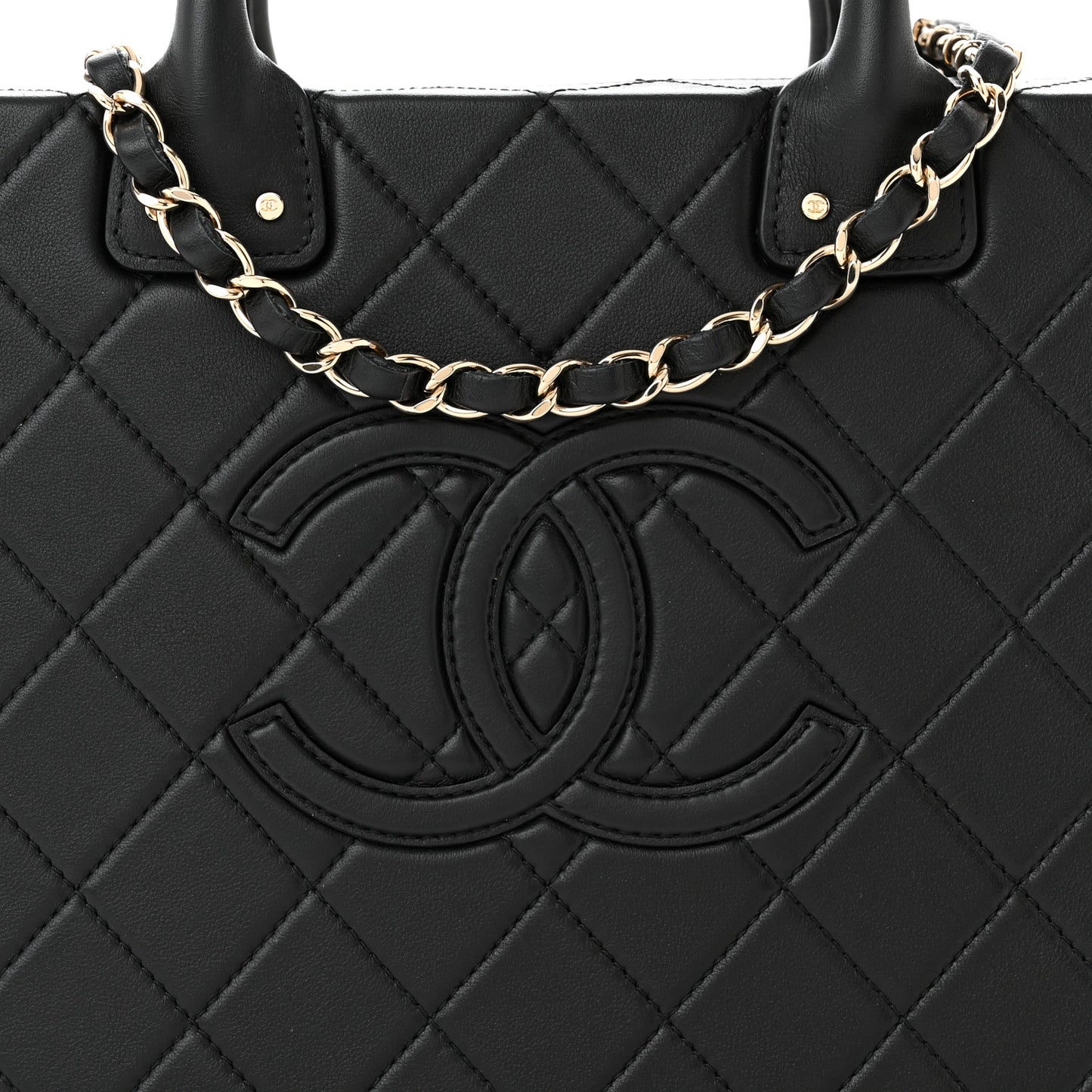 Calfskin Quilted Studded Square Vanity Case Black