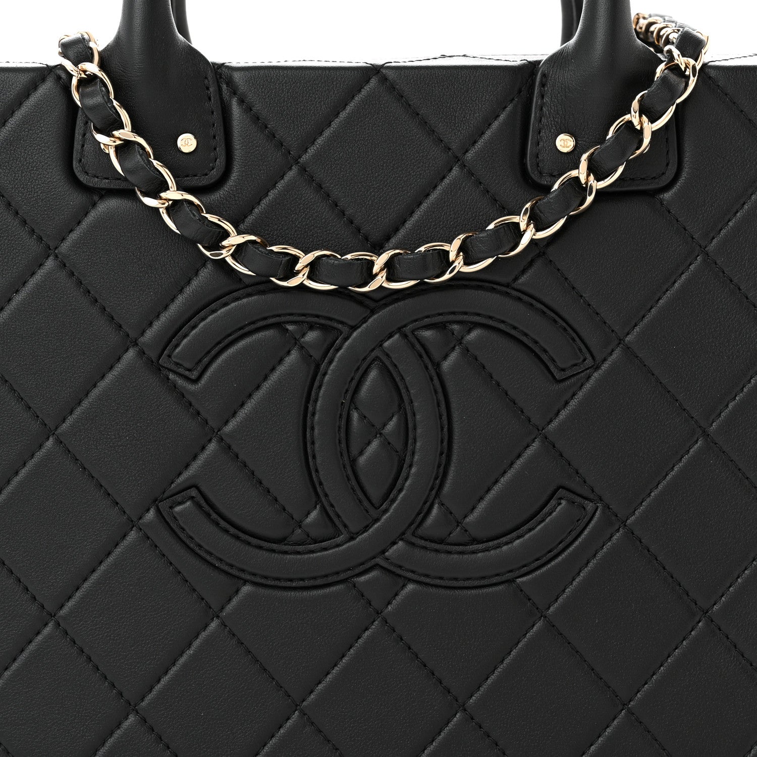 Chanel Calfskin Quilted Studded Square Vanity Case Black 8 of 10