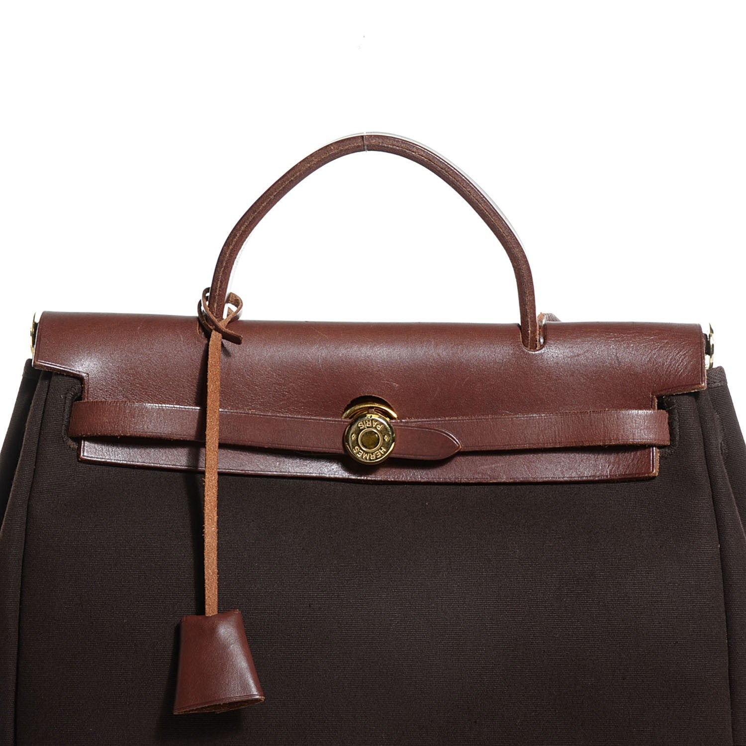 Hermes Vache Hunter Toile Herbag 30 PM Havane 12 of 13