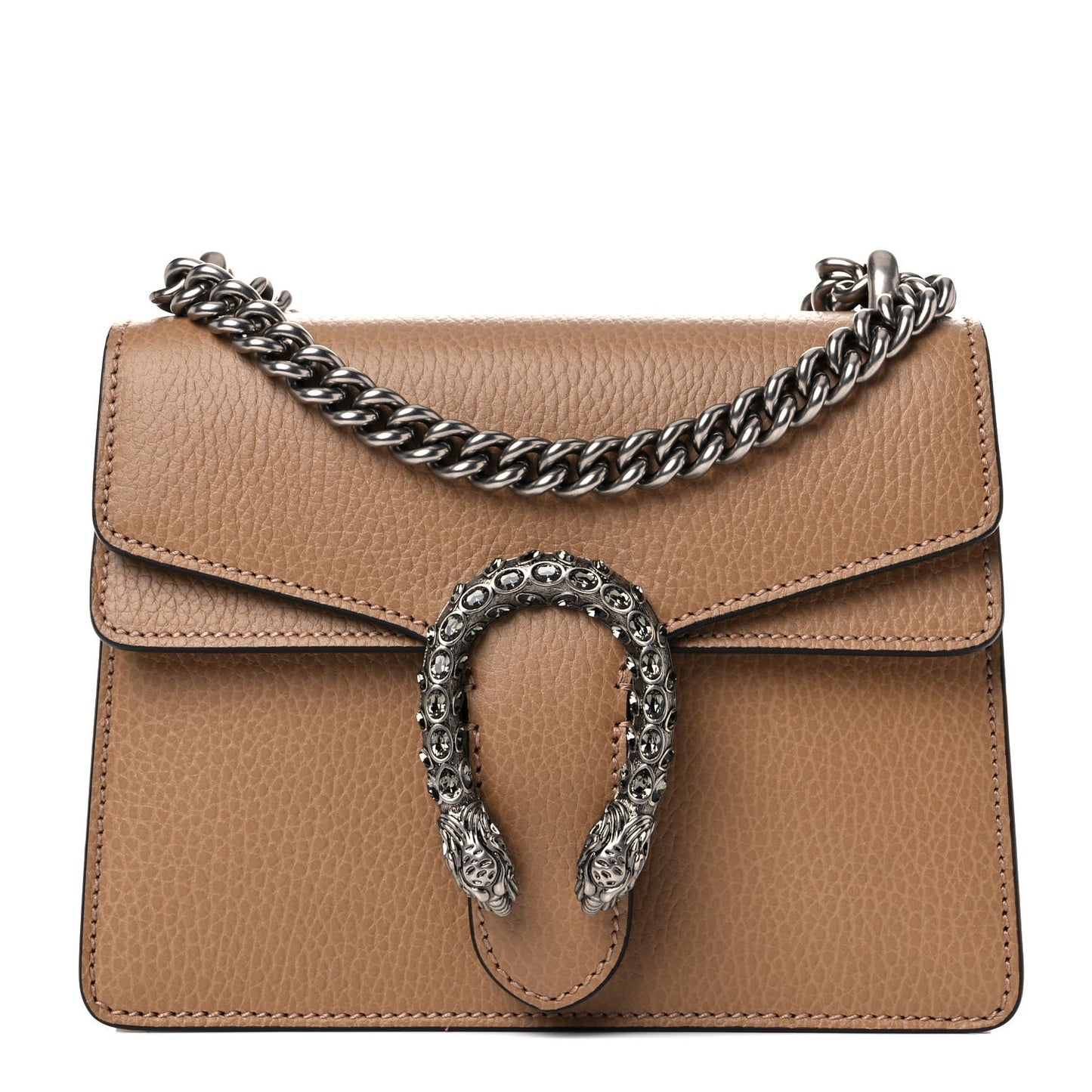 Dollar Calfskin Crystal Mini Dionysus Shoulder Bag Natural Tan Black Diamond