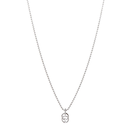 Gucci 18K White Gold Diamond Running GG Pendant Necklace 1 of 7