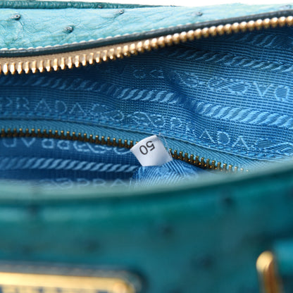 Prada Ostrich Bowler Blue 7 of 10