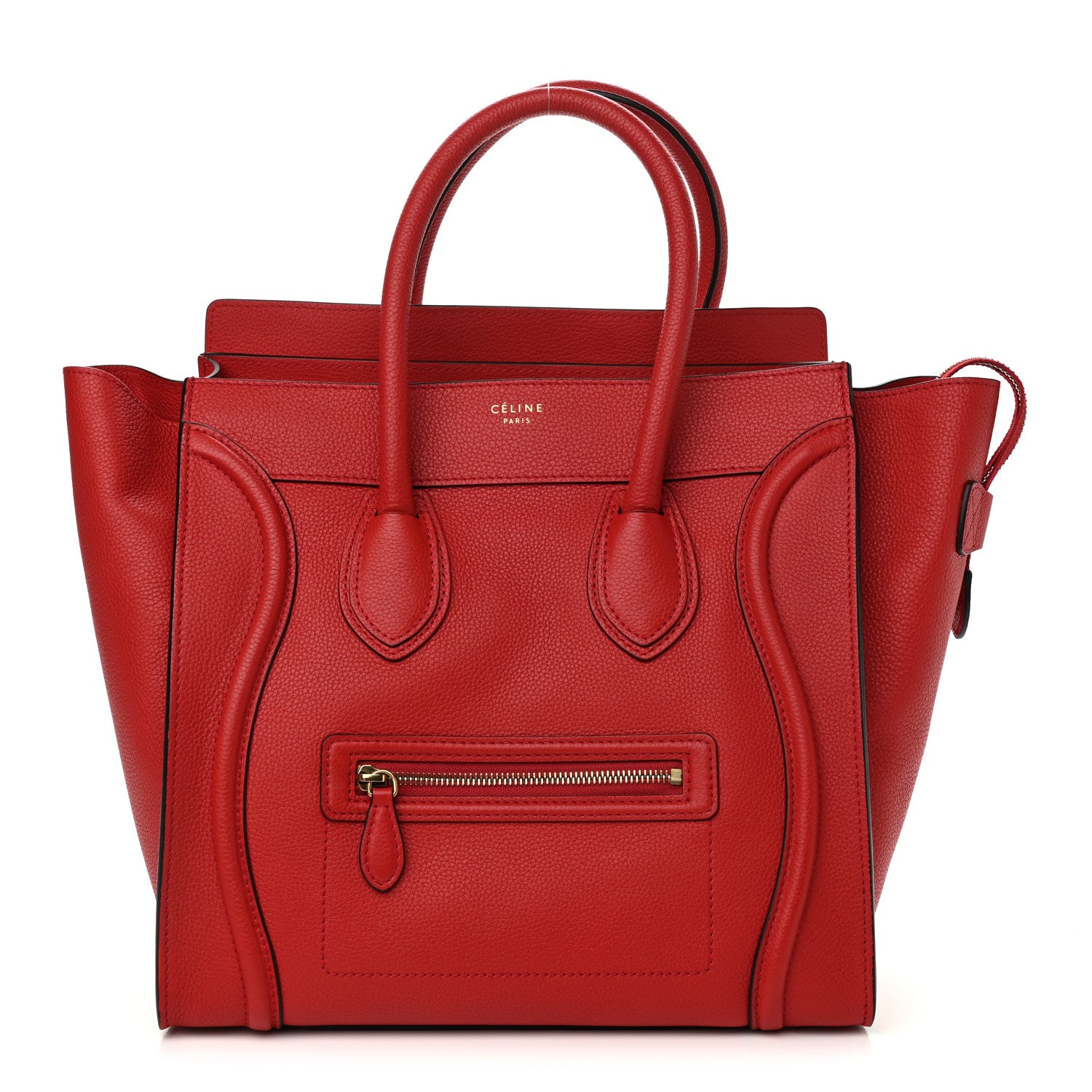 Celine Drummed Calfskin Mini Luggage Coquelicot 1 of 9