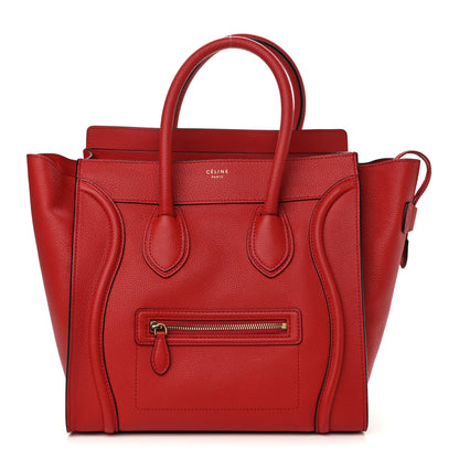 Celine Drummed Calfskin Mini Luggage Coquelicot 1 of 9