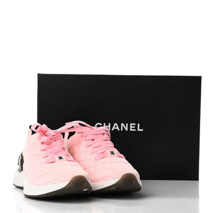 Chanel Mixed Fibers Quilted Womens CC Sneakers 38 Light Pink 8 of 8