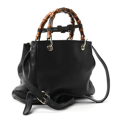 Gucci Calfskin Small Bamboo Shopper Tote Black 3 of 10