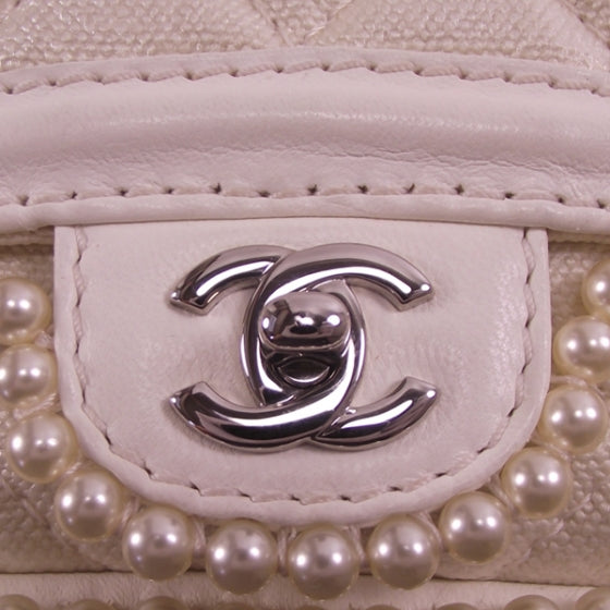 Chanel Pearl Trim Quilted Small Flap 7 of 12