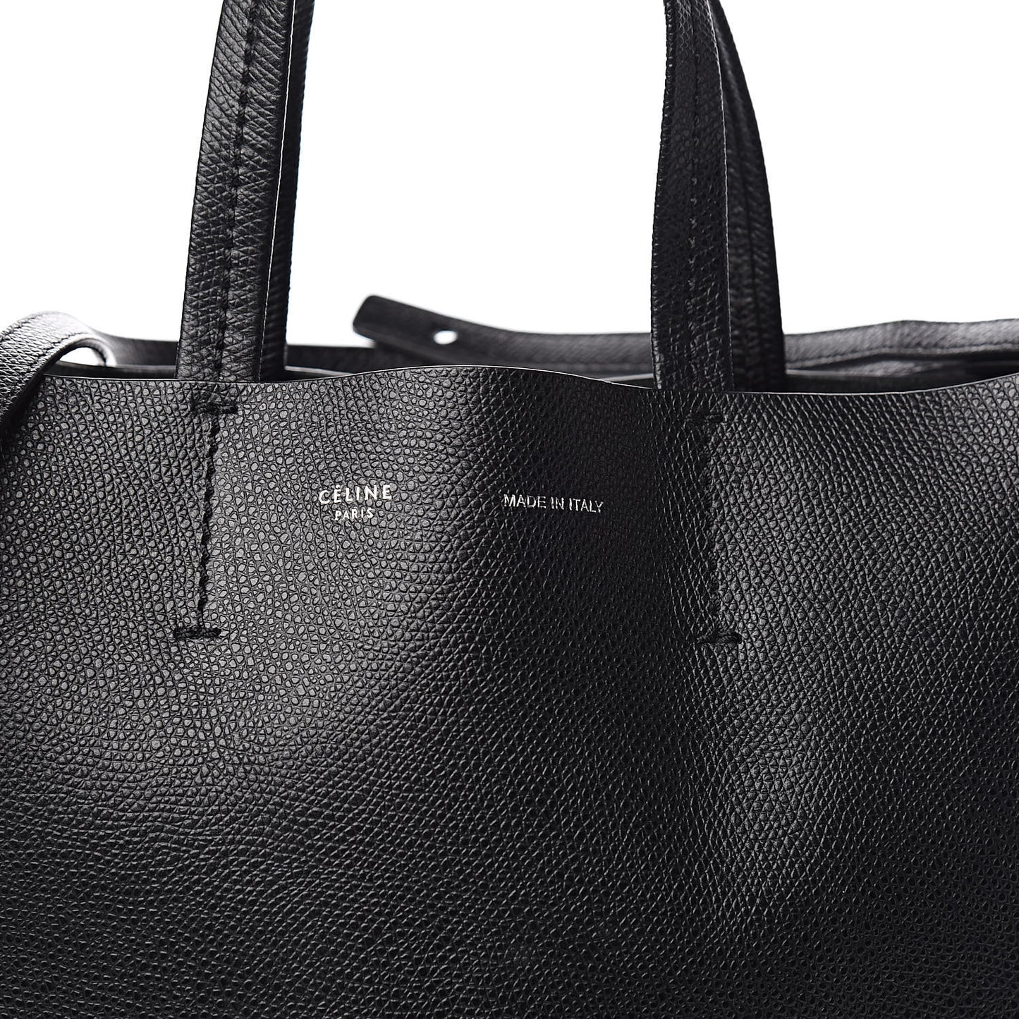 Grained Calfskin Small Vertical Cabas Black