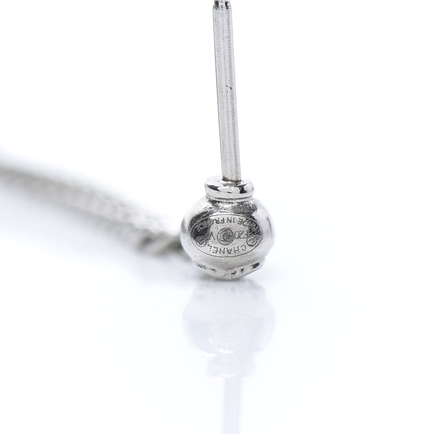 Baguette Crystal CC Drop Earrings Silver