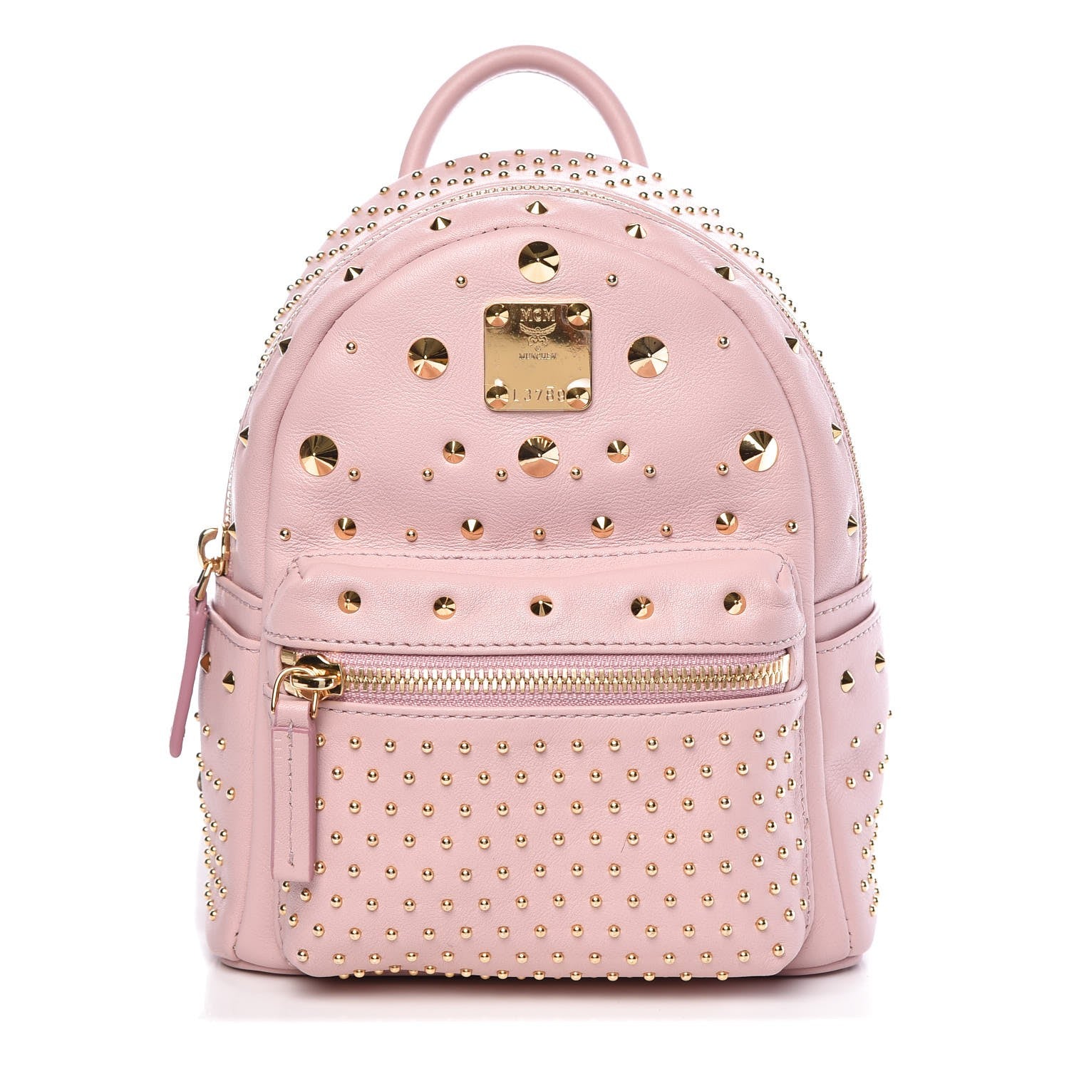 MCM Calfskin Stud X-Mini Stark Bebe Boo Backpack Pink 1 of 9
