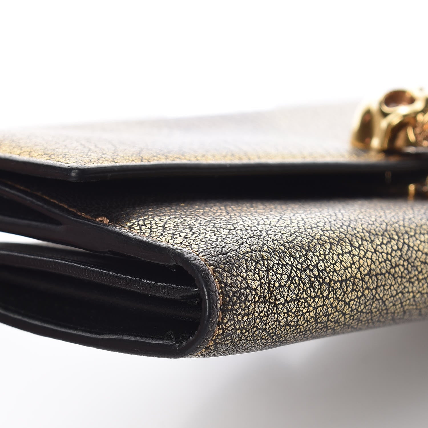 Alexander McQueen Metallic Calfskin Skull Continental Wallet Antique Gold 15 of 16