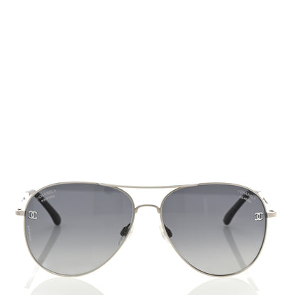 Chanel Aviator CC Sunglasses 4189-T-Q Silver 2 of 8