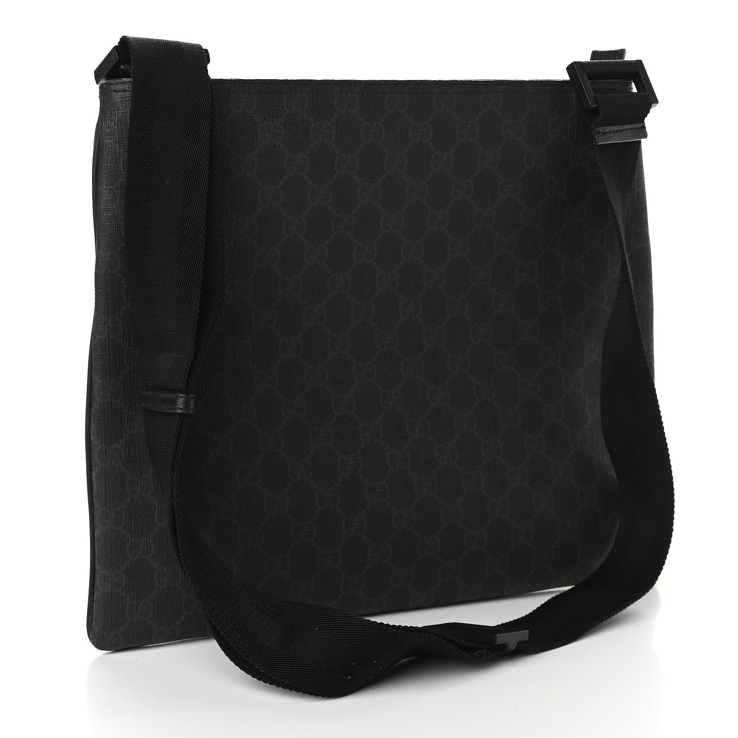 Gucci GG Plus Monogram Medium Flat Messenger Bag Black 3 of 9
