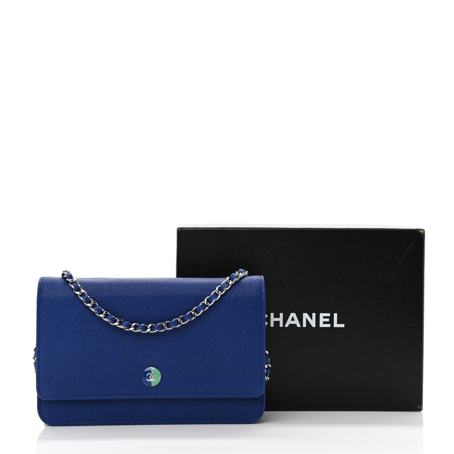 Chanel Caviar Wallet on Chain WOC Blue 13 of 13