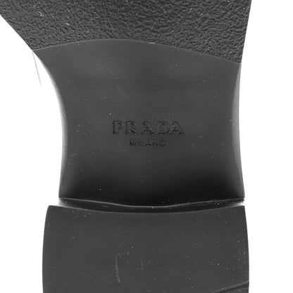 Prada Metallic Brushed Calfskin Metal Triangle Logo 50mm Loafers 38.5 Argento 6 of 9