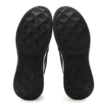 Chanel Suede Calfskin Nylon Grosgrain CC Sneakers 37 Black 6 of 9