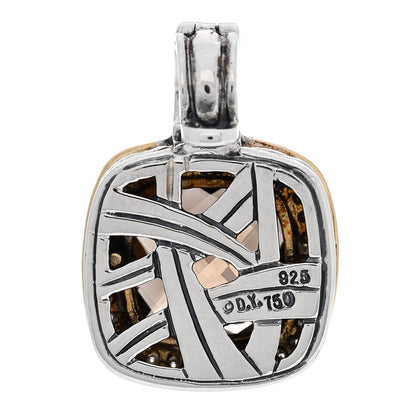 David Yurman Sterling Silver 18K Yellow Gold Diamond Smoky Quartz 11mm Albion Enhancer Pendant 3 of 3