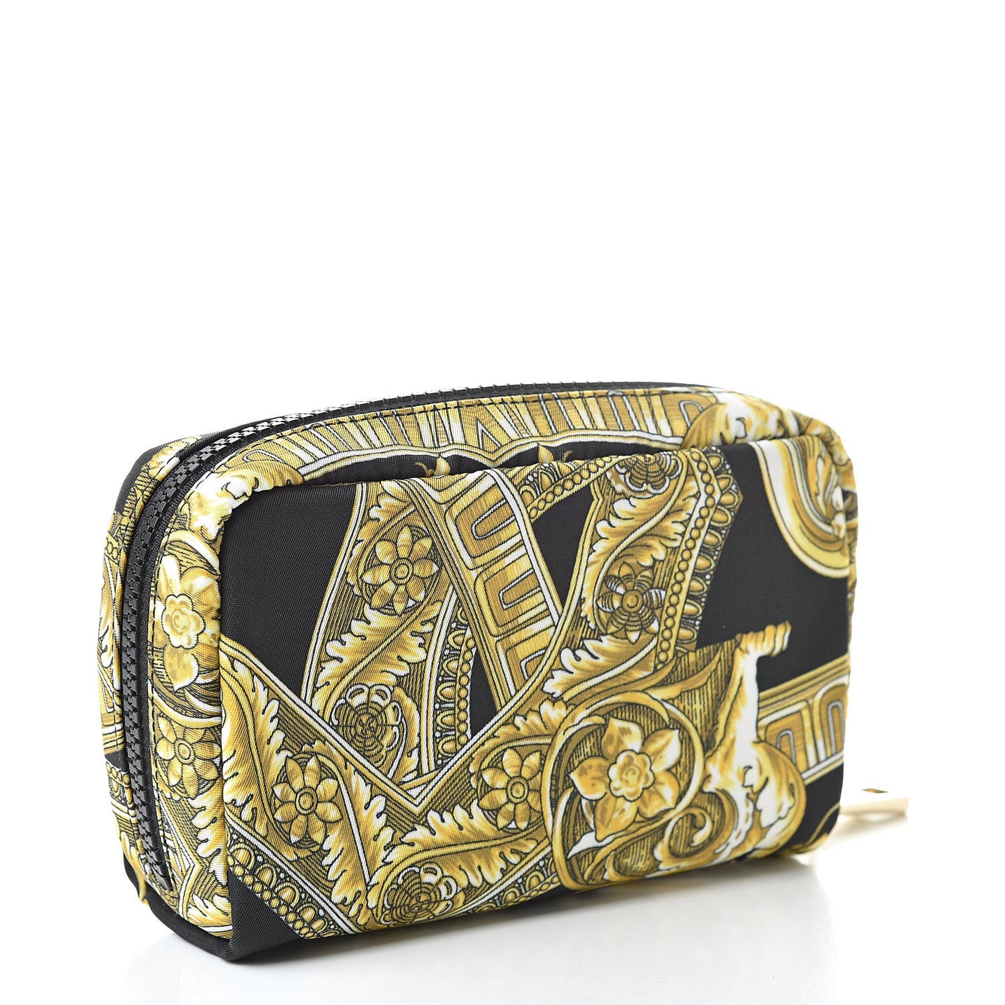 Nylon Barocco Print Zip Pouch Black