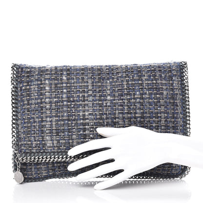 Stella McCartney Woven Boucle Fold Over Falabella Clutch Blue 2 of 11