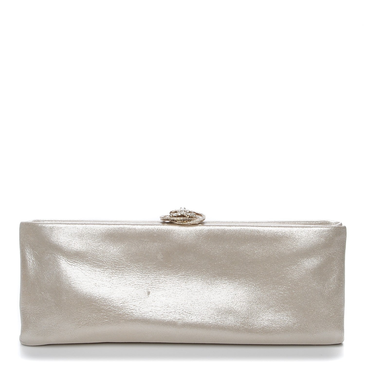 Chanel Iridescent Calfskin Crystal Camellia Evening Clutch Champagne 1 of 11