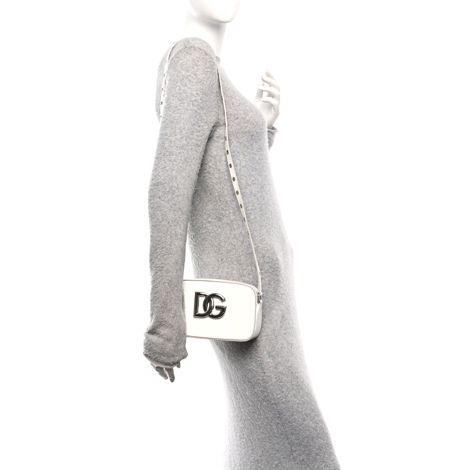 Dolce & Gabbana Patent Calfskin Hot Stuff DG Logo 3.5 Crossbody Bag White 2 of 9