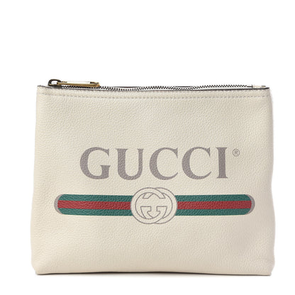 Gucci Pebbled Calfskin Medium Logo Portfolio Clutch White 1 of 7
