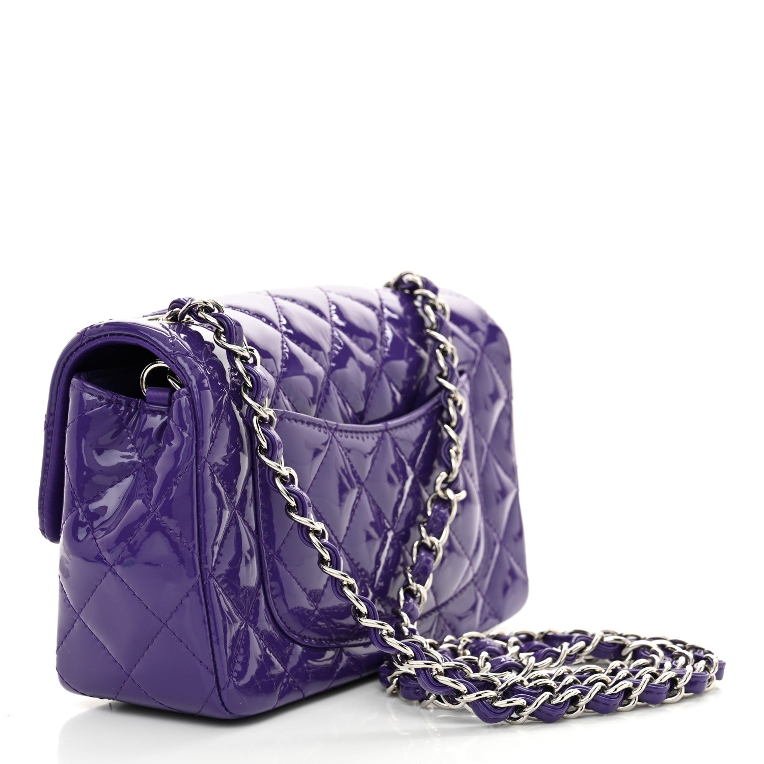 Chanel Patent Quilted Mini Rectangular Flap Purple 1658640