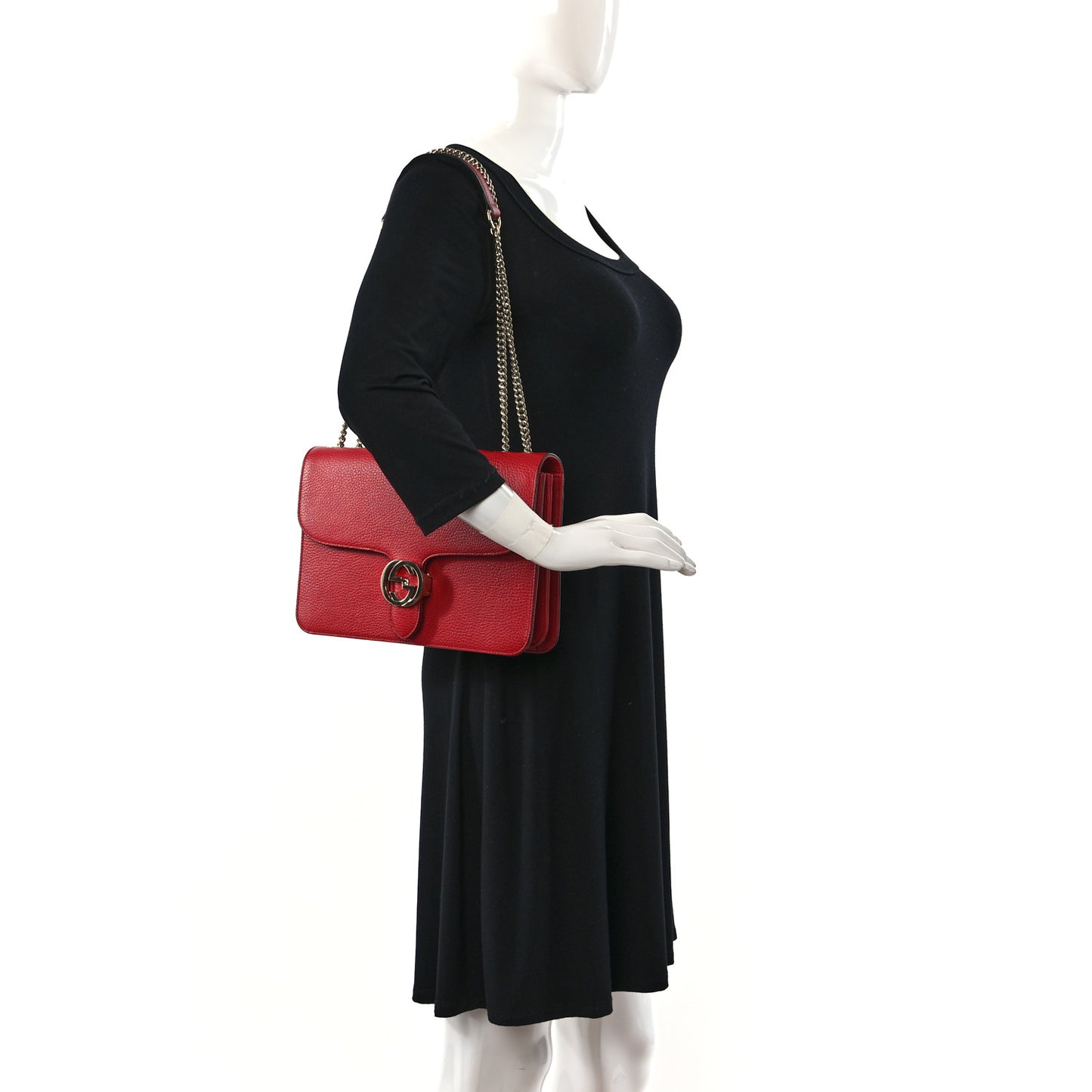 Dollar Calfskin Interlocking G Shoulder Bag Red