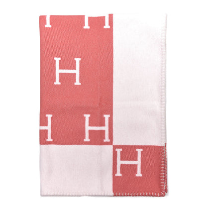 Hermes Wool Cashmere Avalon Baby Blanket Rose Airelle White 3 of 4