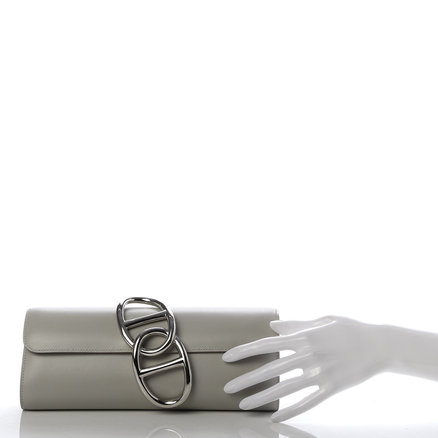 Hermes Tadelakt Egee Clutch Gris Perle 2 of 9