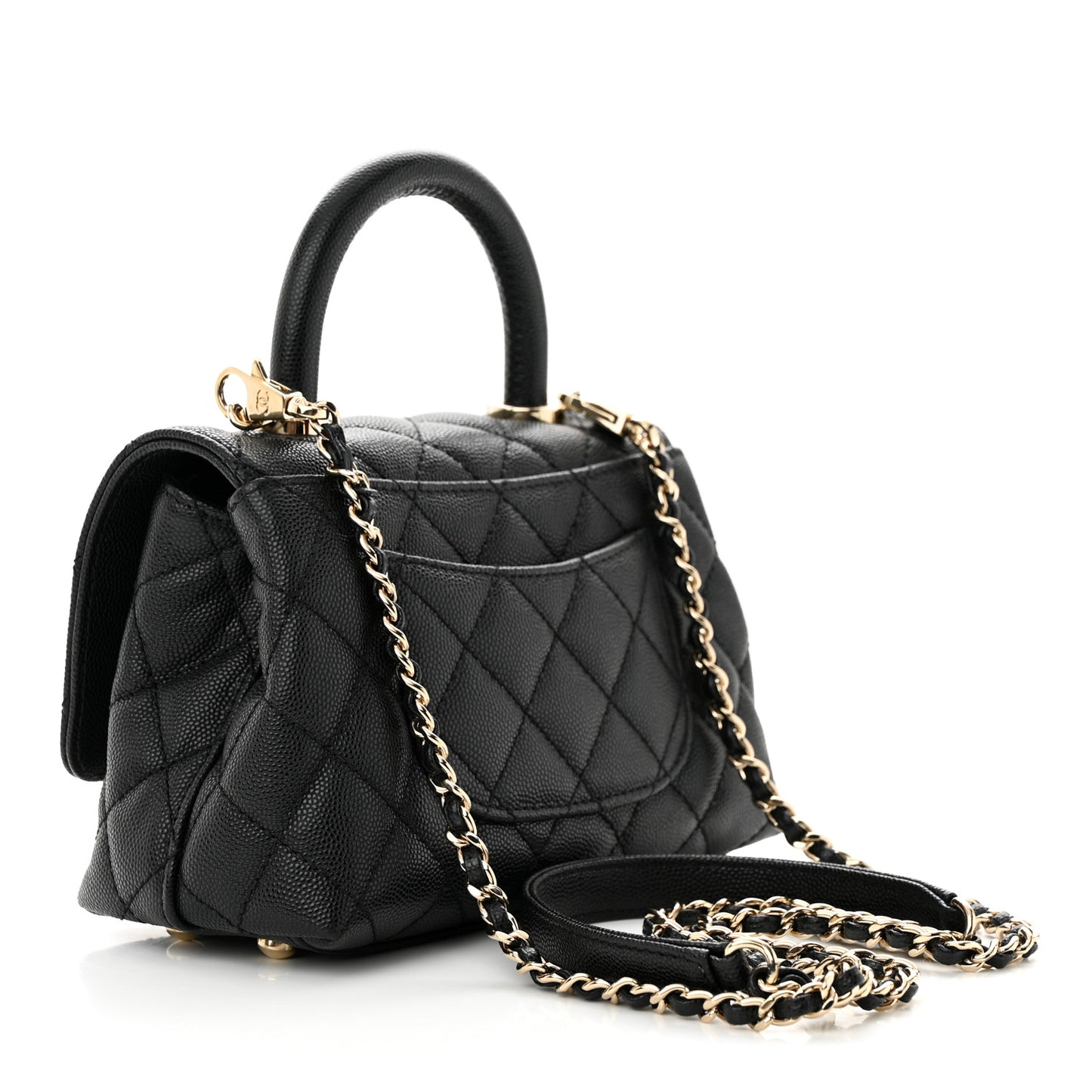 Caviar Quilted Extra Mini Coco Handle Flap Black
