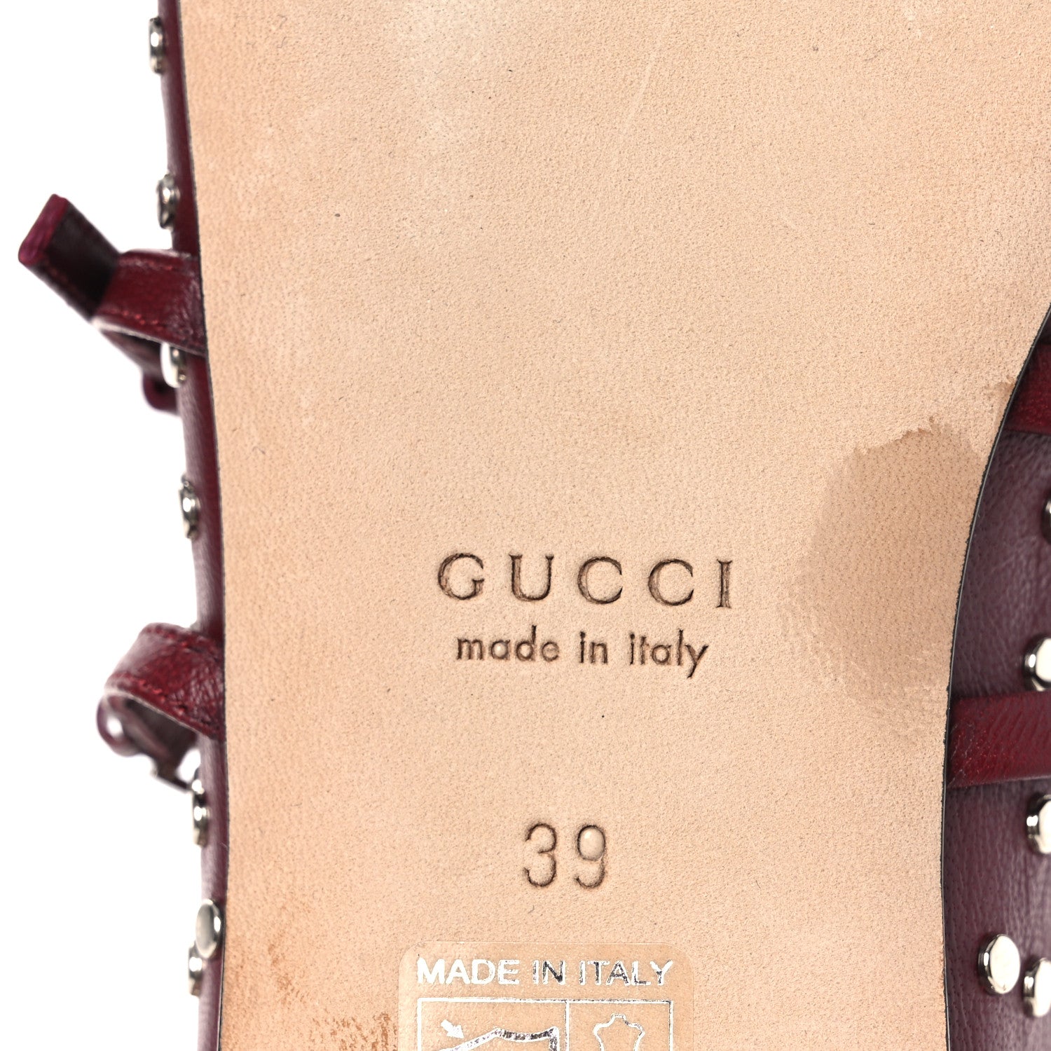 Gucci Nappa Carmaque Studded Horsebit Ballet Flats 39 Rosso Ancora 8 of 11