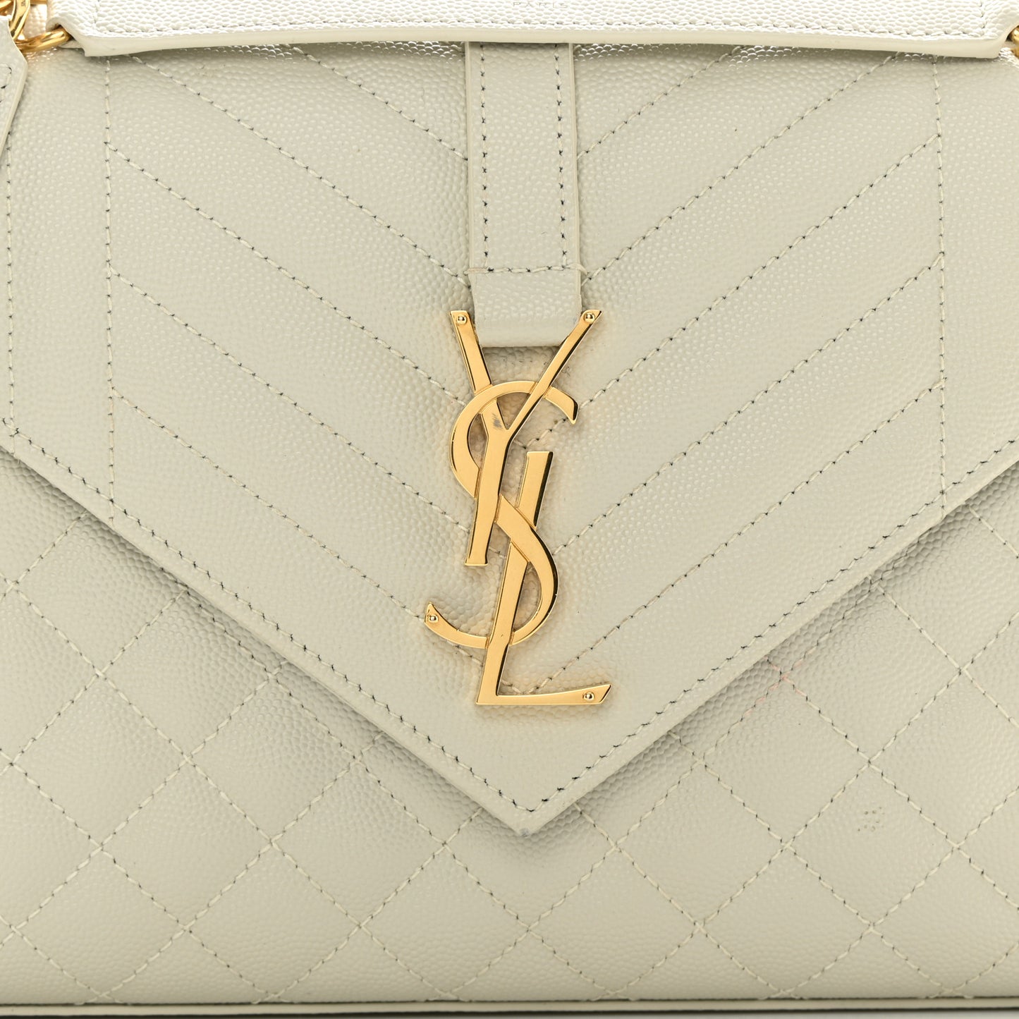 Grain De Poudre Textured Mixed Matelasse Medium Triquilt Monogram Satchel Crema Soft