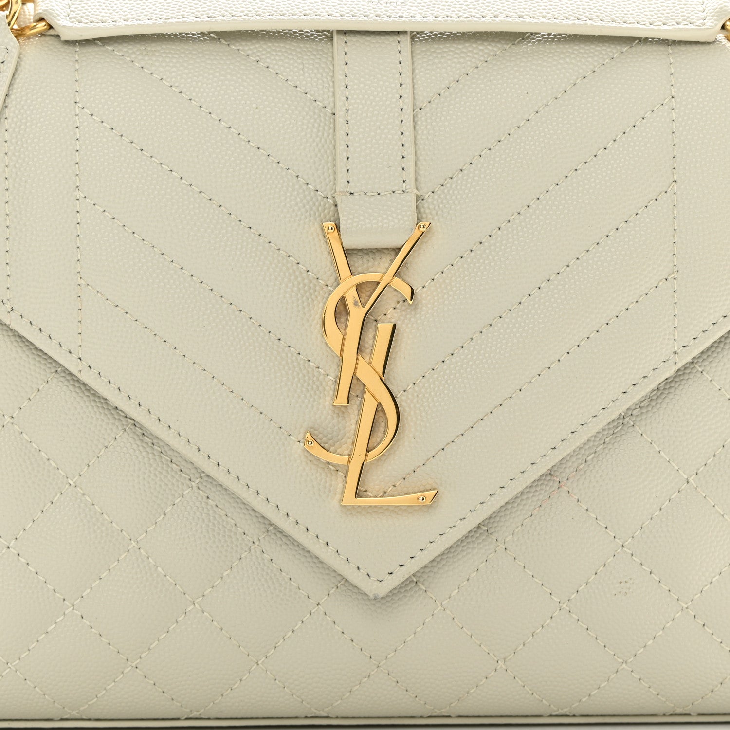 Saint Laurent Grain De Poudre Textured Mixed Matelasse Medium Triquilt Monogram Satchel Crema Soft 8 of 17