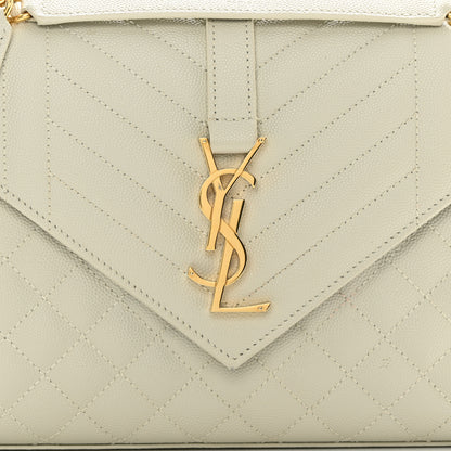 Saint Laurent Grain De Poudre Textured Mixed Matelasse Medium Triquilt Monogram Satchel Crema Soft 8 of 17
