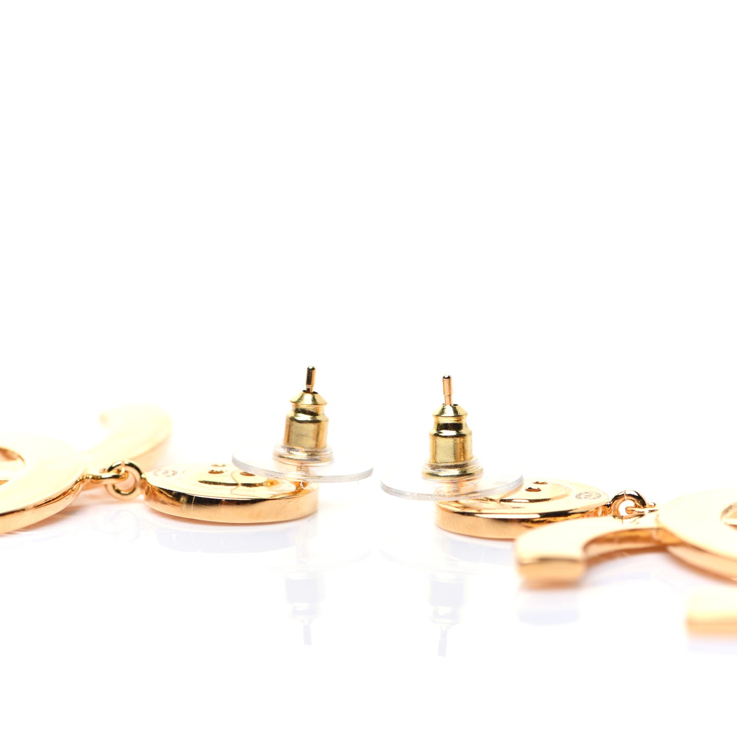 Metal Large Paris Button Earrings Gold