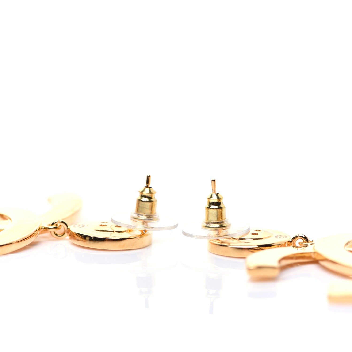Chanel Metal Large Paris Button Earrings Gold 5 of 7