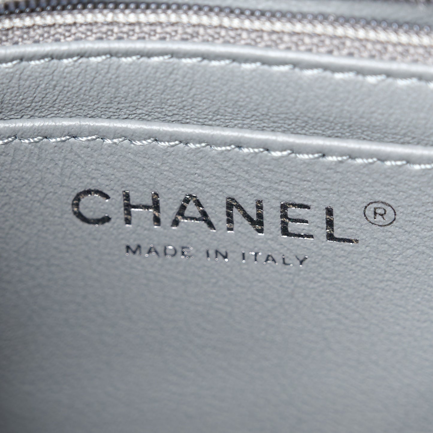 Caviar Quilted Mini Rectangular Flap Grey