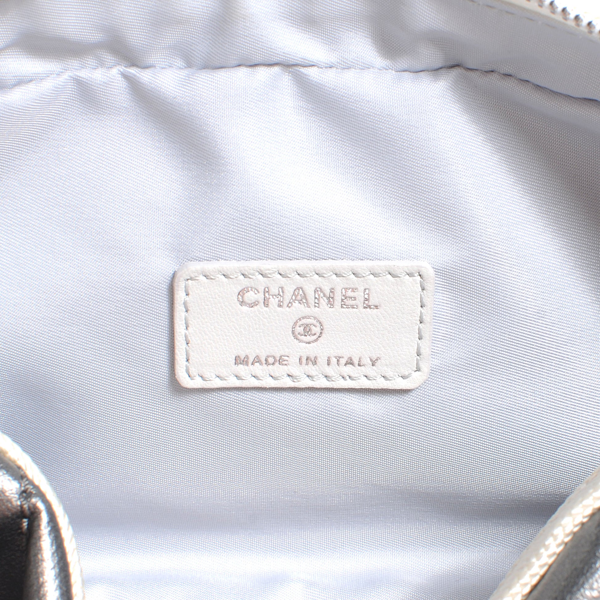 Chanel Coated Canvas Paris Biarritz Makeup Pouch Silver 6 of 7