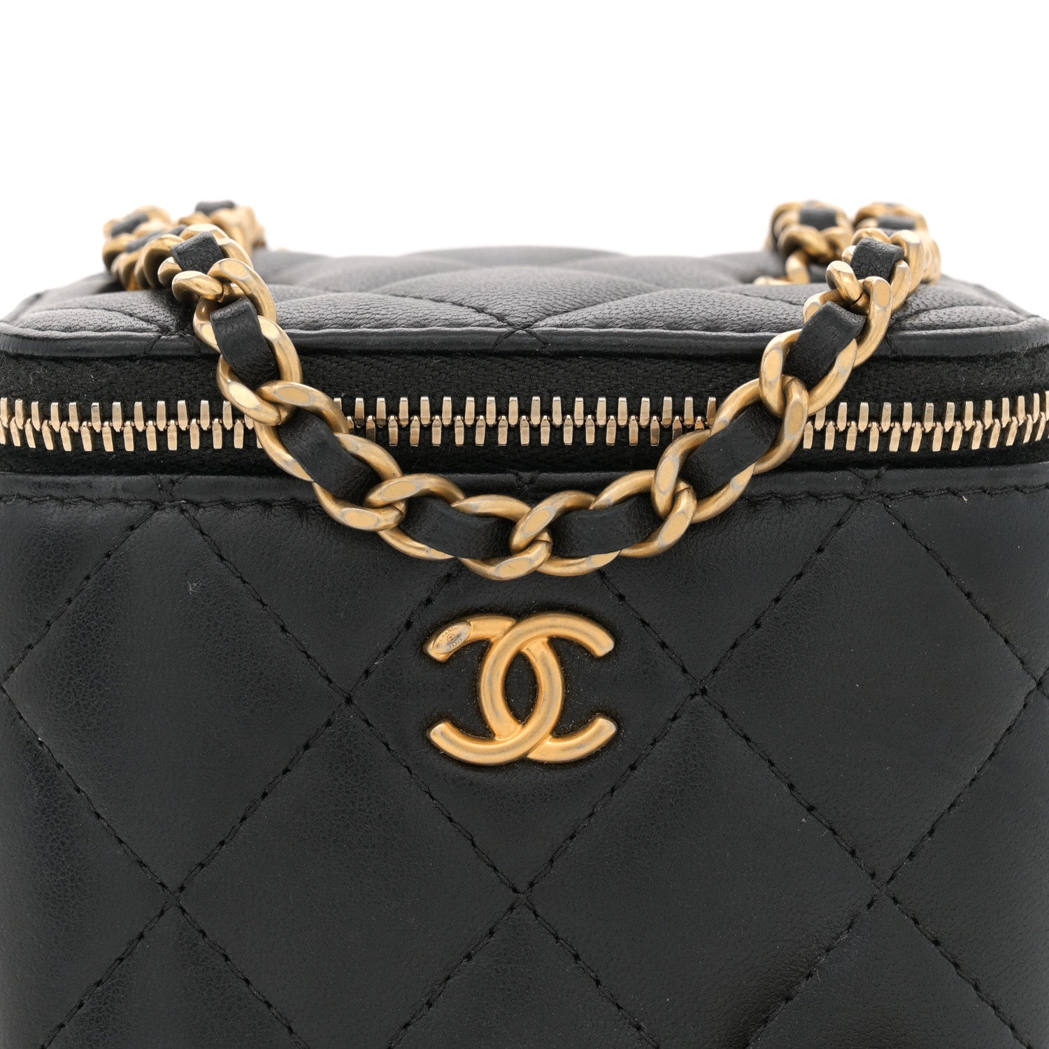 Chanel Lambskin Quilted Mini Pearl Crush Vanity Case With Chain Black 8 of 11